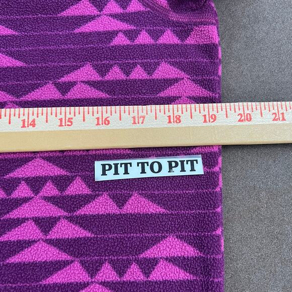L.L.Bean Kids XL 18  Purple Geometric Unisex Fleece Crew Neck Outdoor Basic - Picture 5 of 6